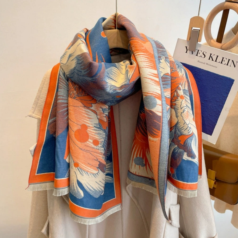 Soft Microfiber Floral Jacquard Shawl (Large Wrap)