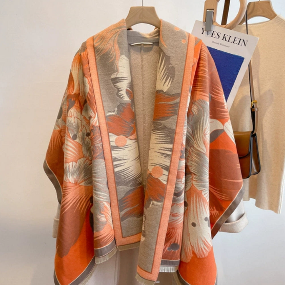 Soft Microfiber Floral Jacquard Shawl (Large Wrap)