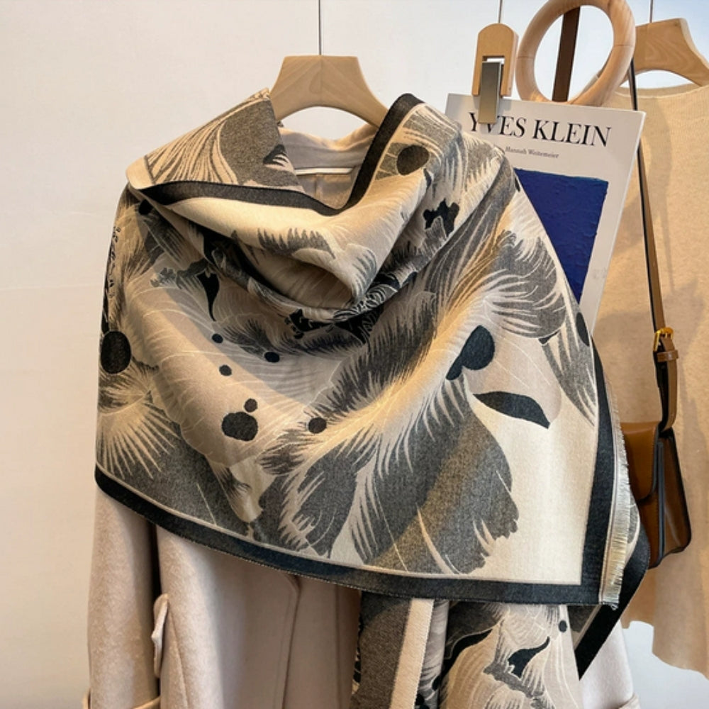 Soft Microfiber Floral Jacquard Shawl (Large Wrap)