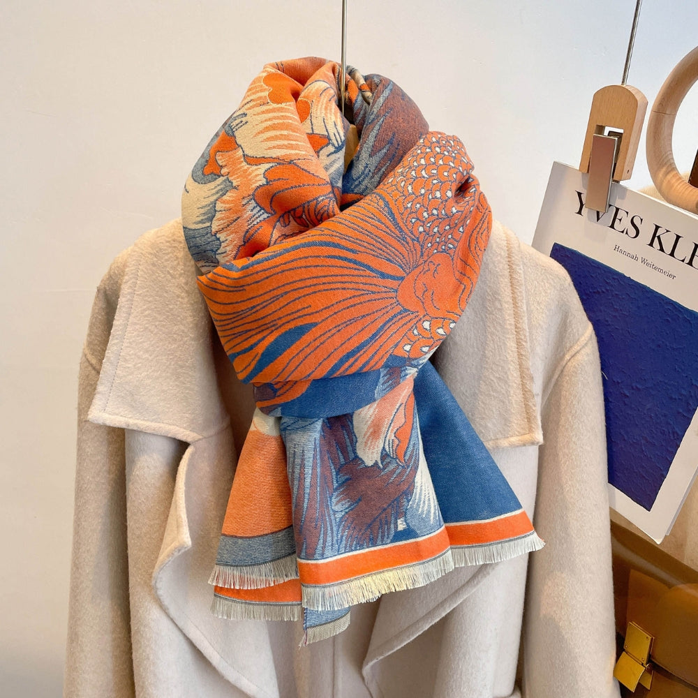 Soft Microfiber Floral Jacquard Shawl (Large Wrap)