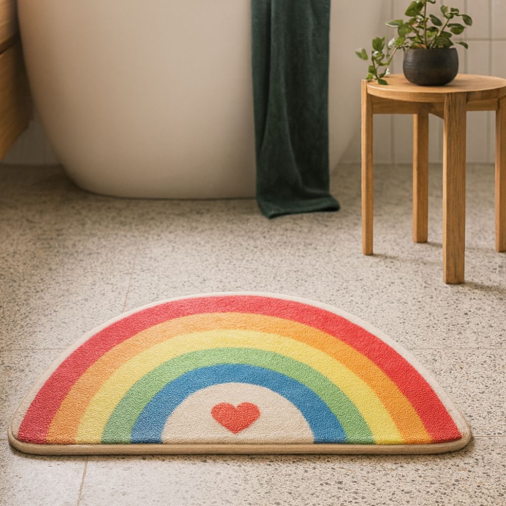Soft Microfiber & Highly Absorbent Non-Slip Half-Moon Bath Mat