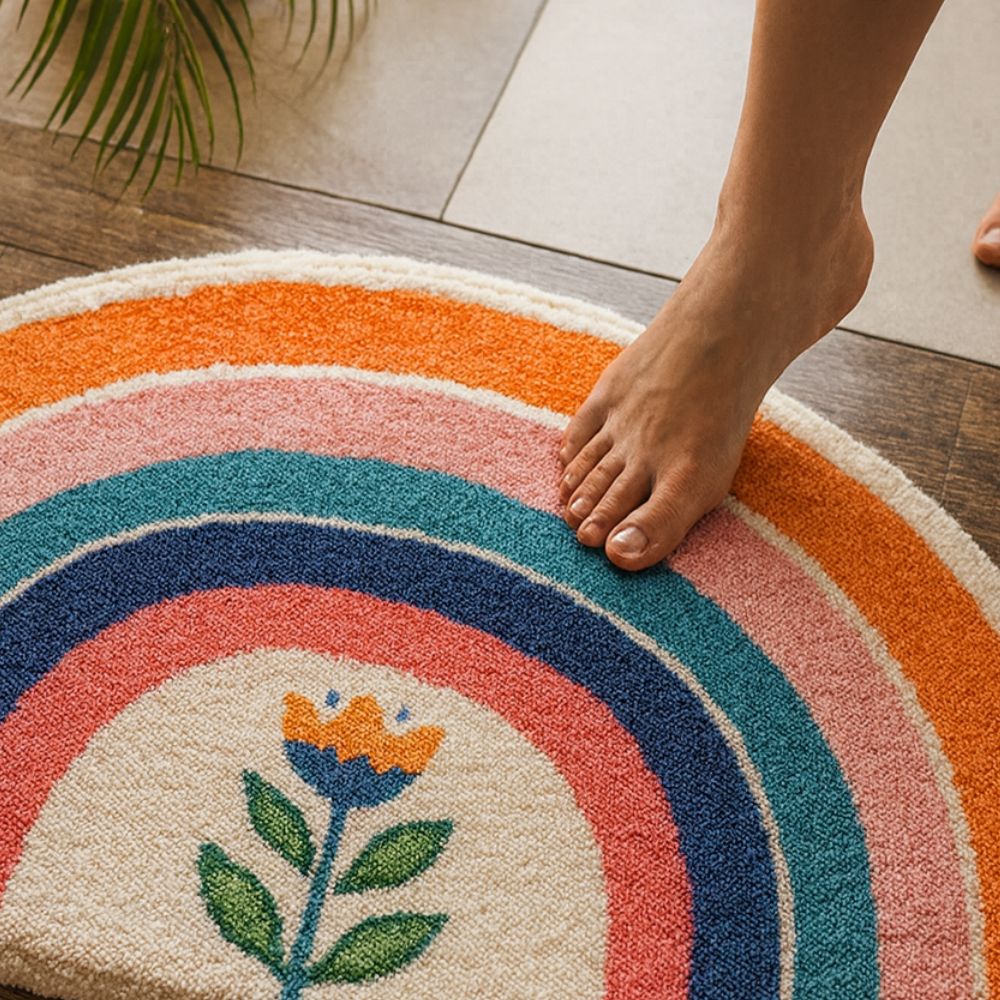 Soft Microfiber & Highly Absorbent Non-Slip Half-Moon Bath Mat