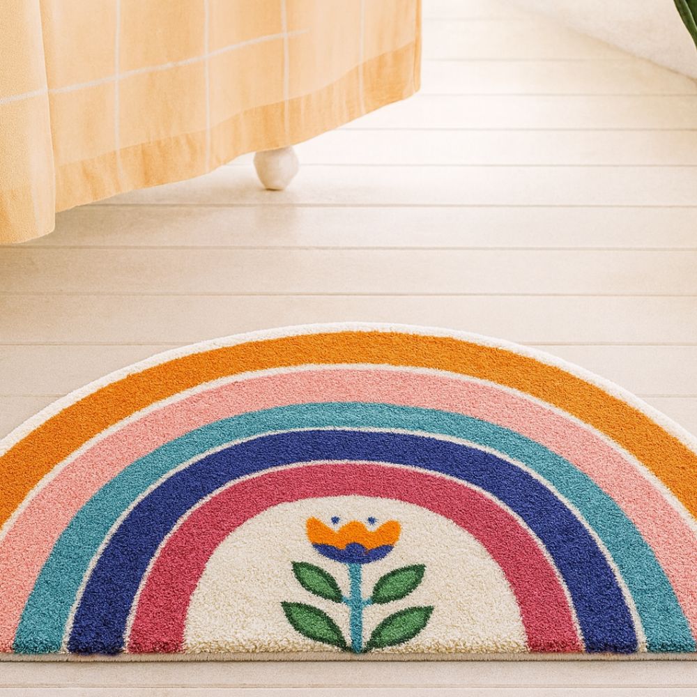 Soft Microfiber & Highly Absorbent Non-Slip Half-Moon Bath Mat