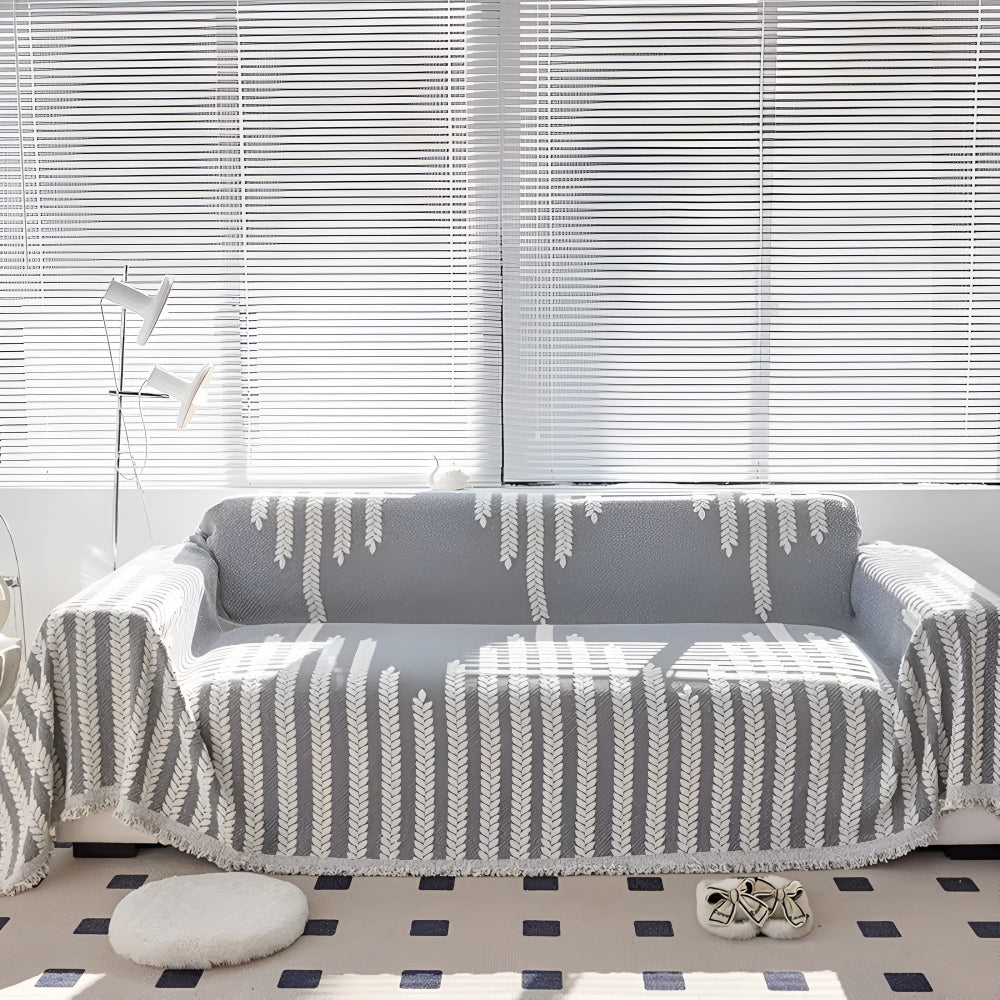 Soft Microfiber Leaf-Pattern Sofa Cover (Machine Washable)