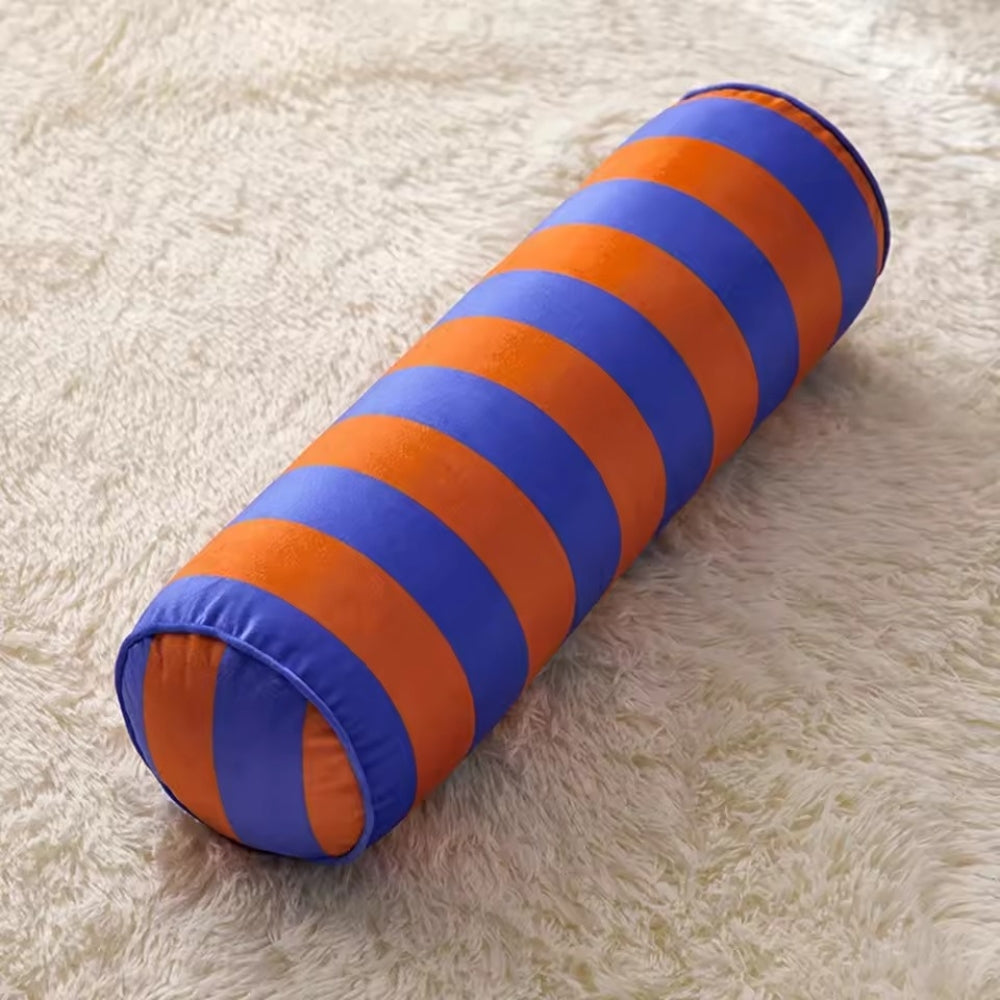 Soft Microfiber Machine-Washable Cylindrical Cushion (Candy Stripe)