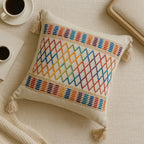 Soft Microfiber Rainbow Lattice Tassel Cushion Cover (Machine Washable)