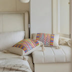Soft Microfiber Rainbow Lattice Tassel Cushion Cover (Machine Washable)