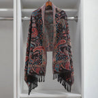 Soft Microfiber Reversible Paisley Poncho Shawl