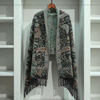 Soft Microfiber Reversible Paisley Poncho Shawl