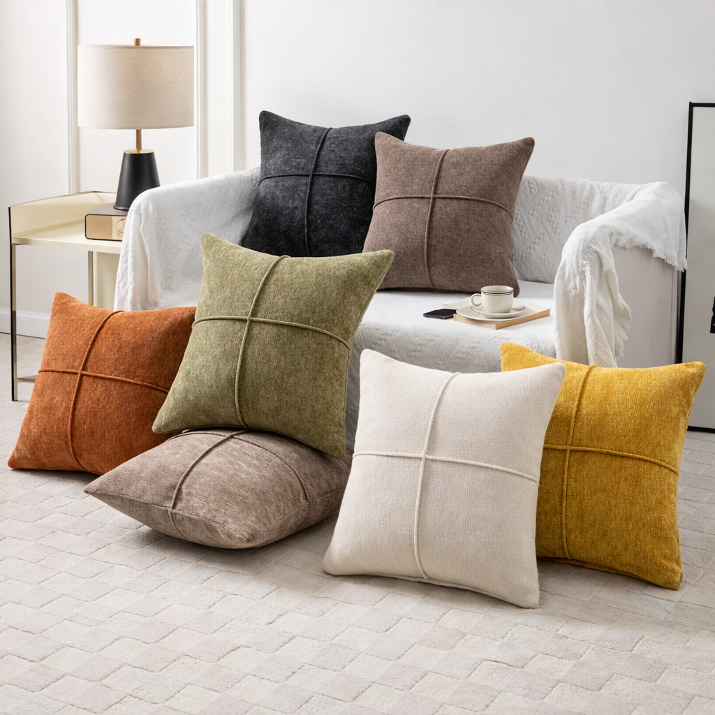Soft Microfiber Stitched Cushion Cover (Machine Washable)