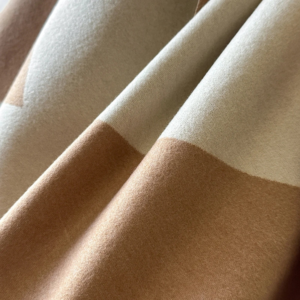 Soft Microfiber Two-Tone Geometric Shawl