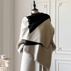 Soft Microfiber Two-Tone Geometric Shawl