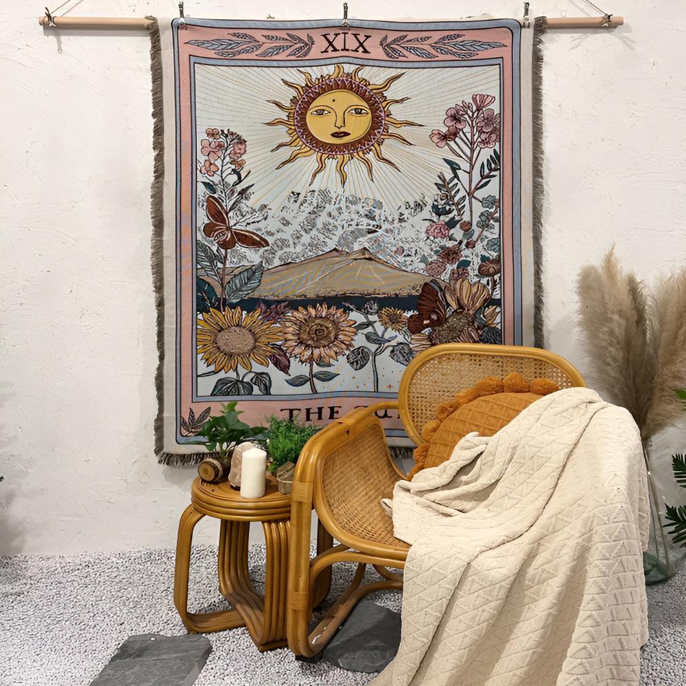 Soft Microfiber Woven Throw Blanket (Sun Tarot Design)