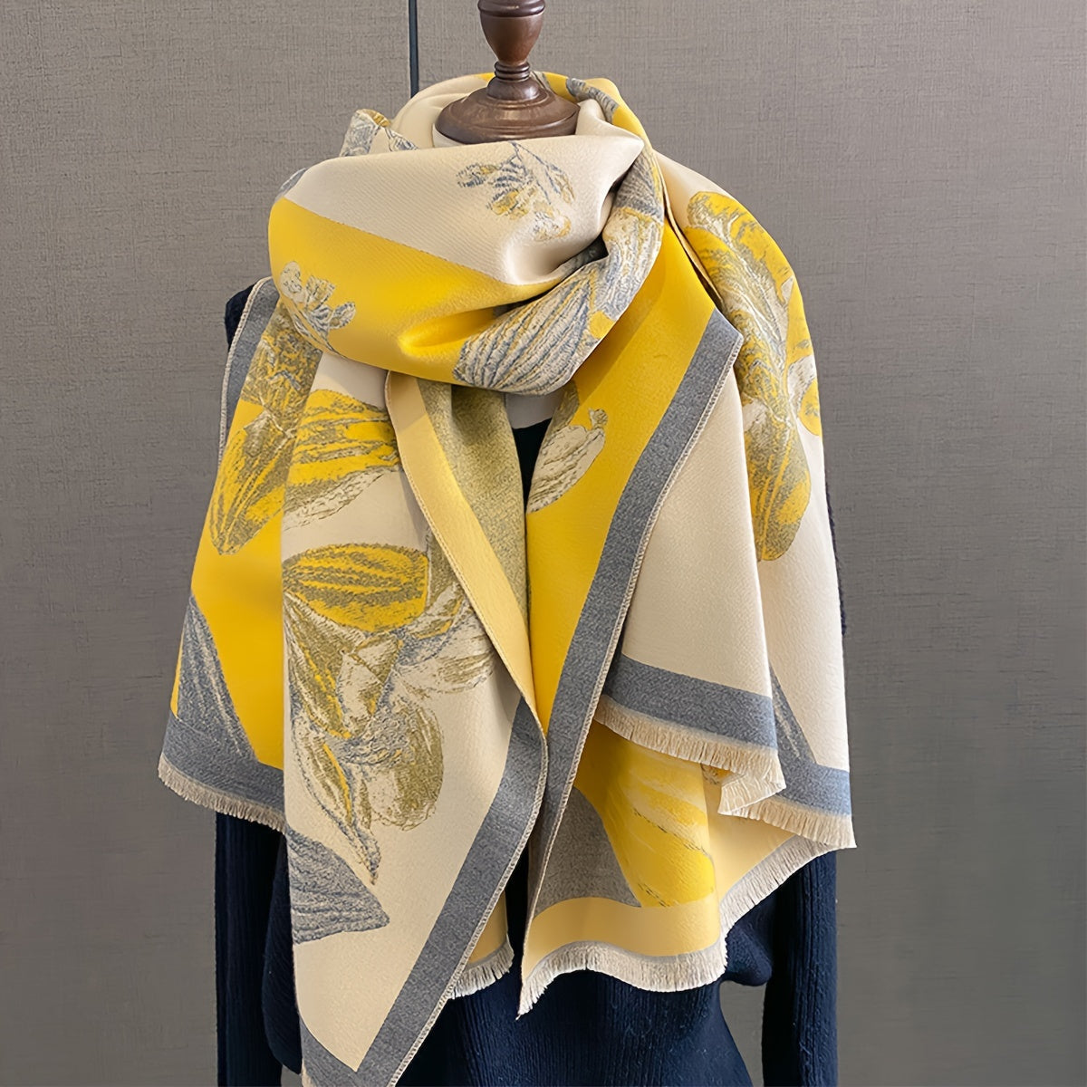 Soft Thick Microfiber Floral Shawl