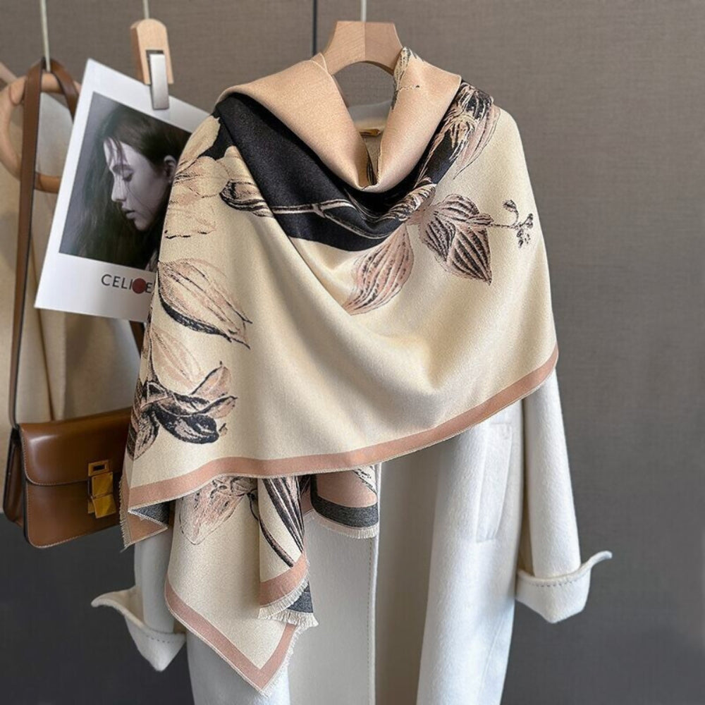 Soft Thick Microfiber Floral Shawl