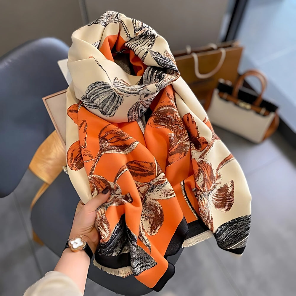 Soft Thick Microfiber Floral Shawl