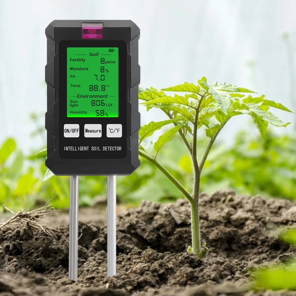 Soil Tester Kit 6-in-1 pH & Moisture Backlit Display