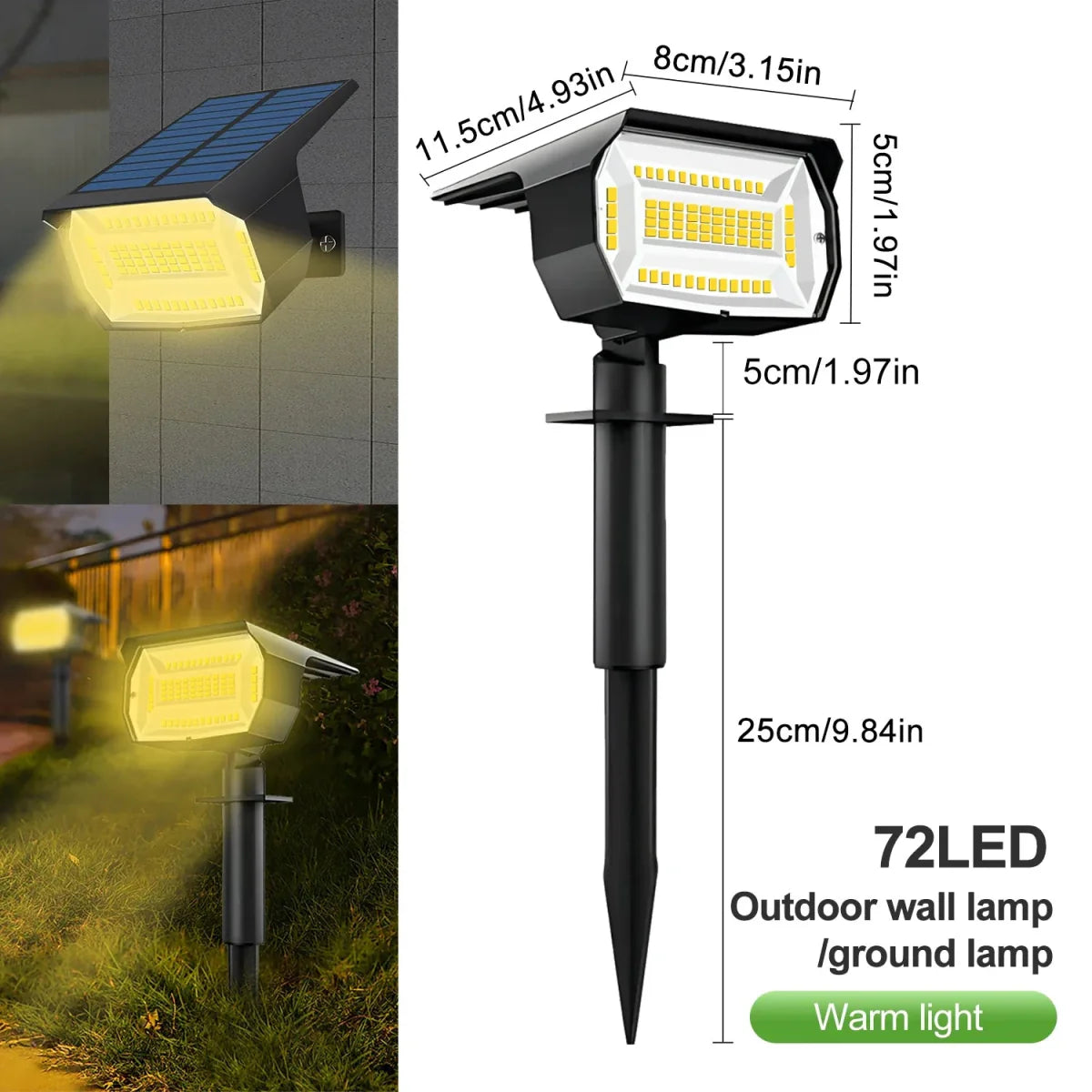 Solar Adjustable Brightness LED Landscape Spotlight