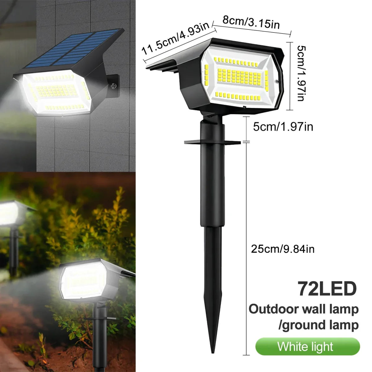 Solar Adjustable Brightness LED Landscape Spotlight