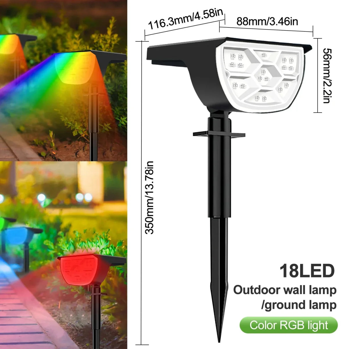 Solar Adjustable Brightness LED Landscape Spotlight