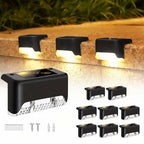 Solar Fence Lights Dusk-To-Dawn LED Waterproof Set of 8