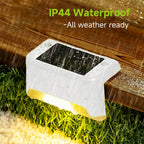 Solar Fence Lights Dusk-To-Dawn LED Waterproof Set of 8