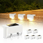 Solar Fence Lights Dusk-To-Dawn LED Waterproof Set of 8