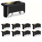 Solar Fence Lights Dusk-To-Dawn LED Waterproof Set of 8