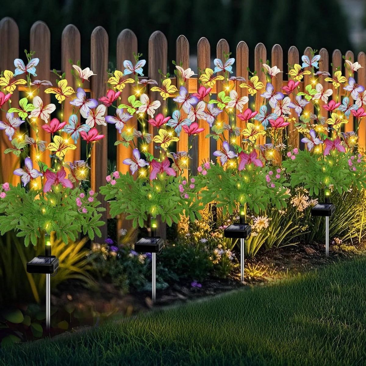 Solar Flower Lights Realistic Fabric IP65 Waterproof