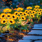 Solar Flower Lights Realistic Fabric IP65 Waterproof