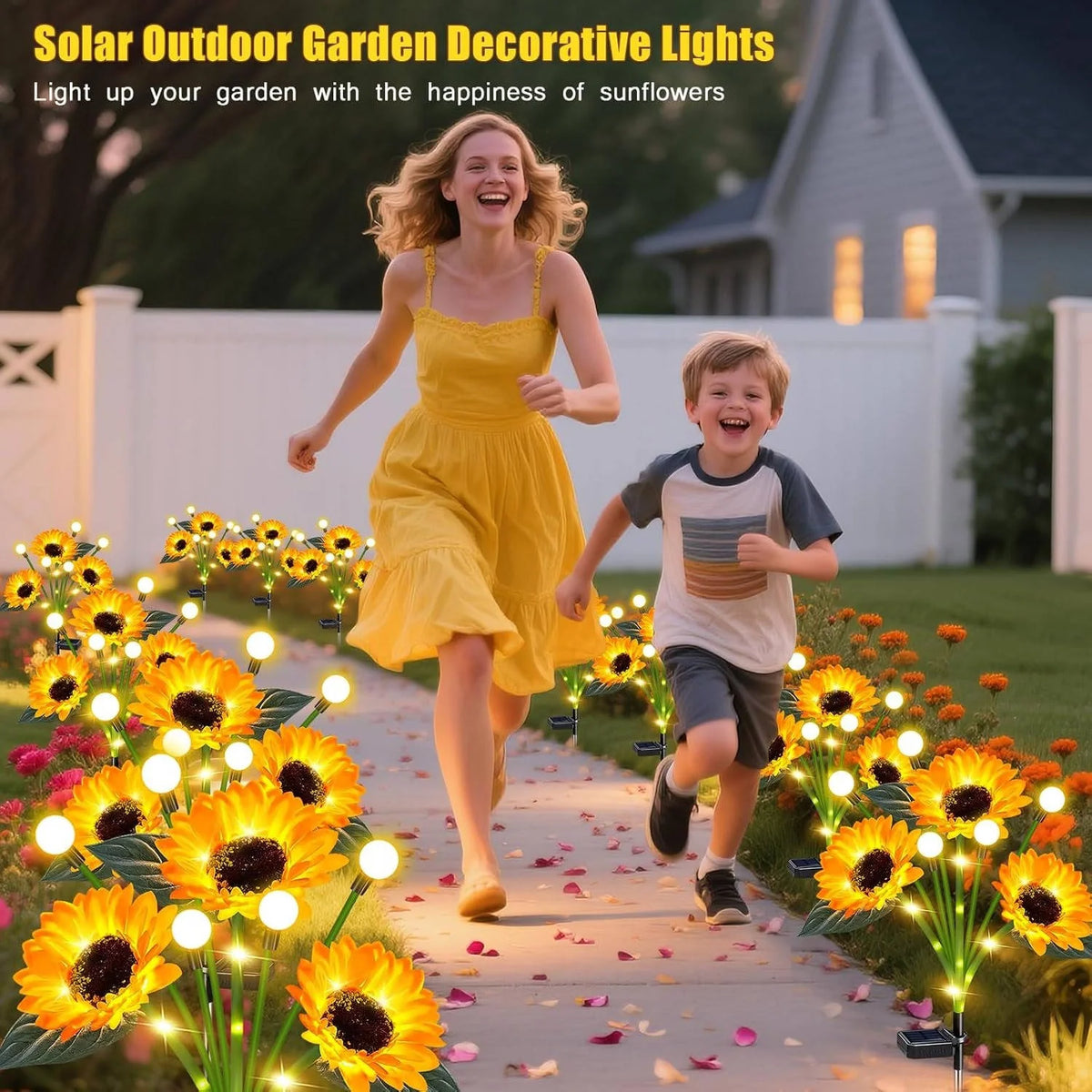 Solar Flower Lights Realistic Fabric IP65 Waterproof