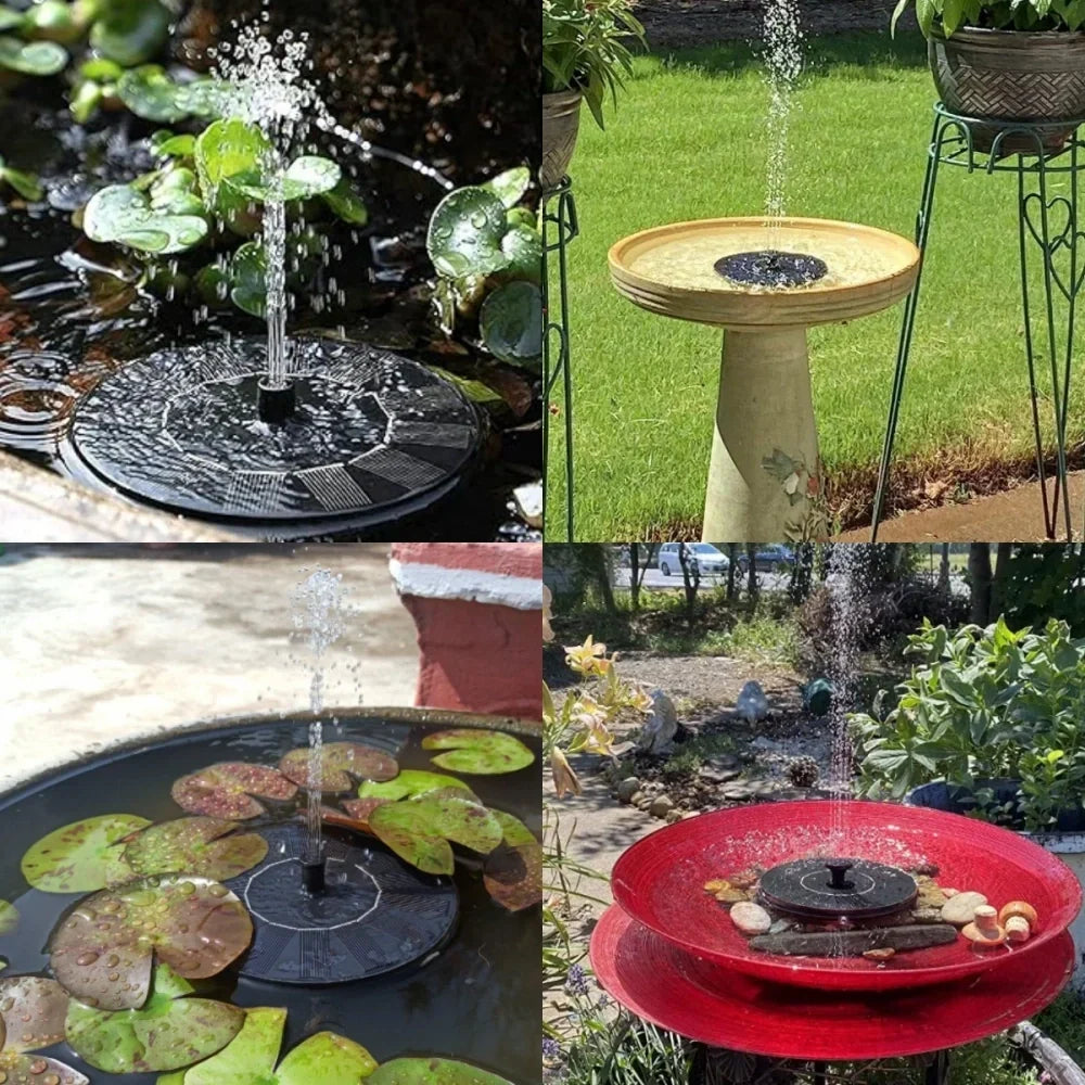 Solar Fountain Solar-Powered 7 Spray Patterns & LED Lights