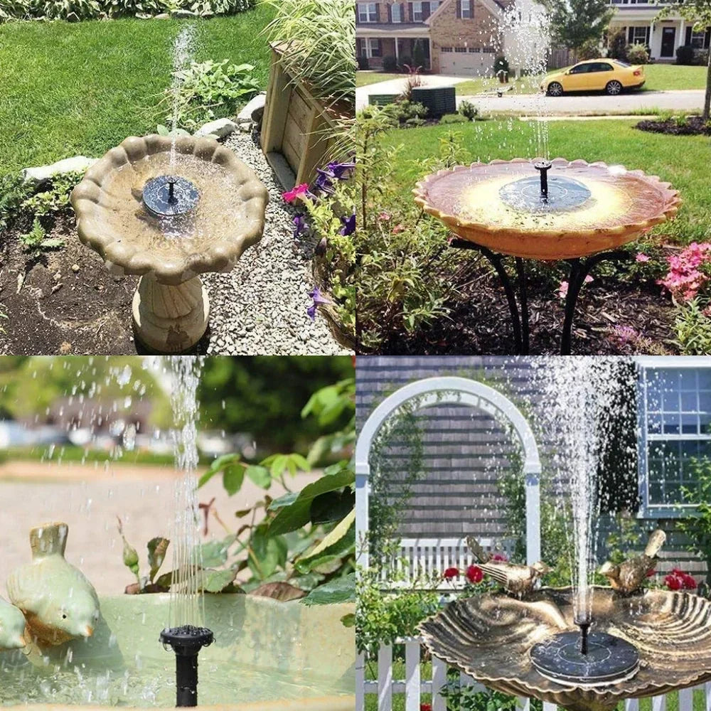 Solar Fountain Solar-Powered 7 Spray Patterns & LED Lights