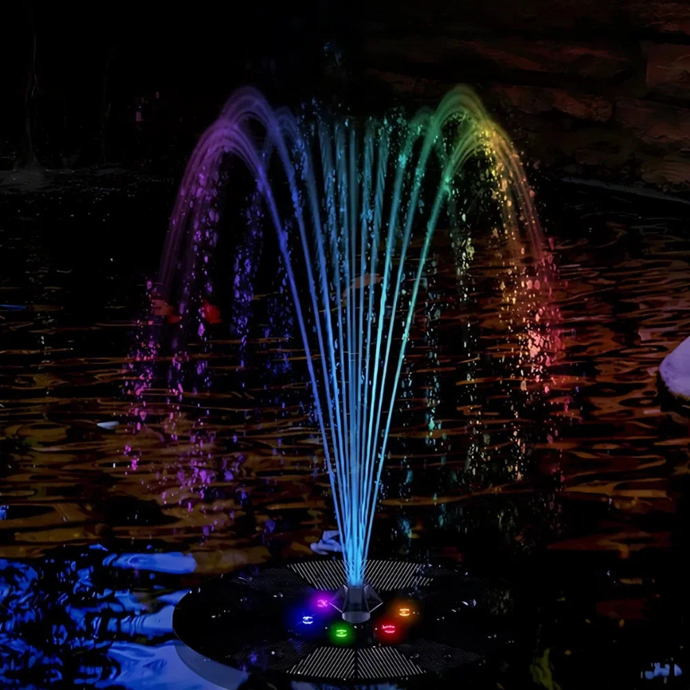 Solar Fountain Solar-Powered 7 Spray Patterns & LED Lights