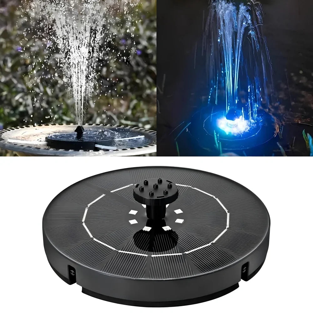 Solar Fountain Solar-Powered 7 Spray Patterns & LED Lights