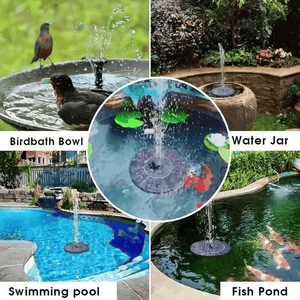 Solar Garden Fountain Floating Adjustable Flow & Nozzles