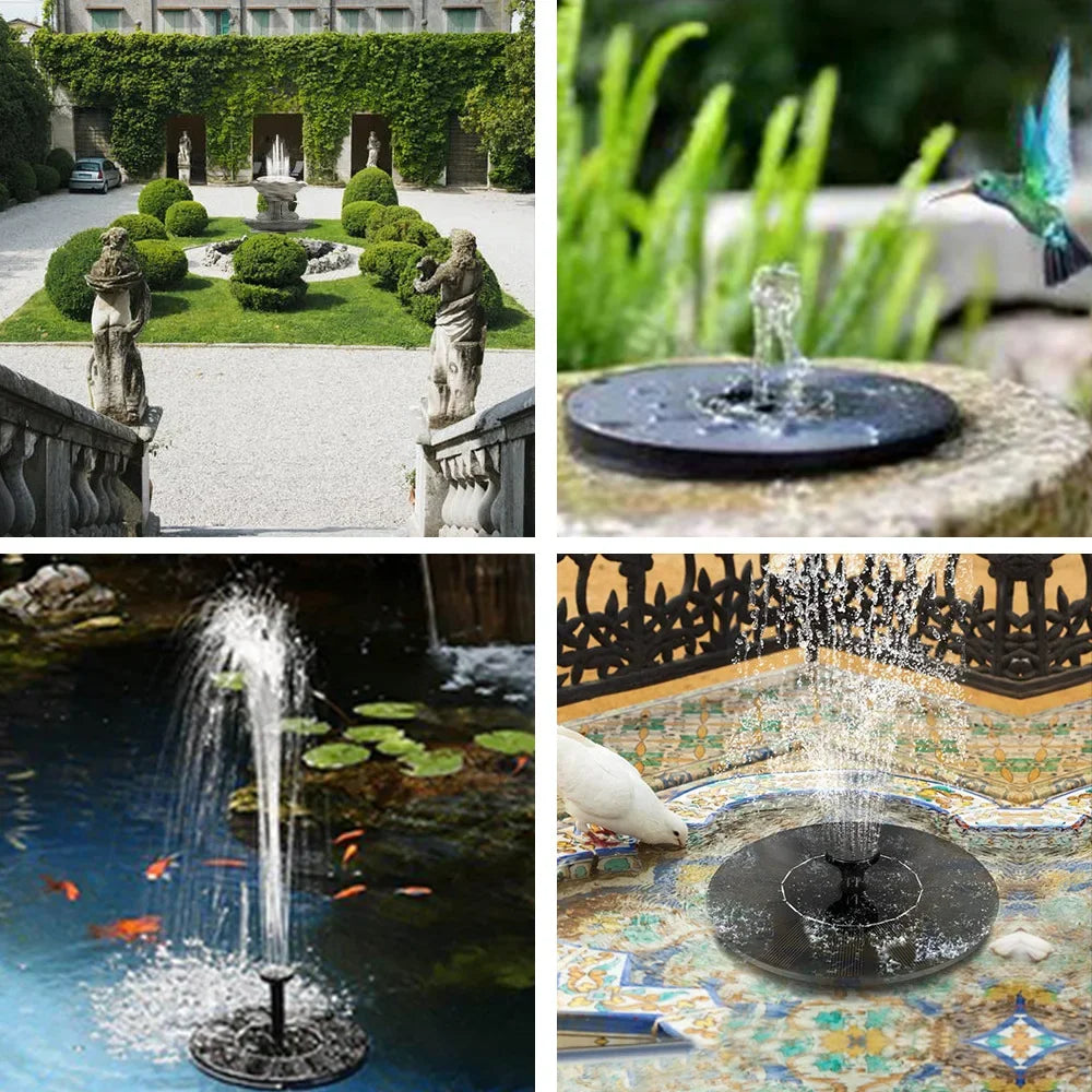 Solar Garden Fountain Floating Adjustable Flow & Nozzles