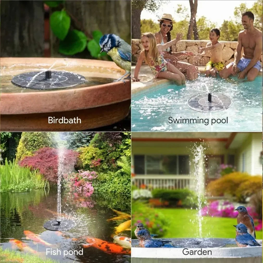Solar Garden Fountain Floating Adjustable Flow & Nozzles