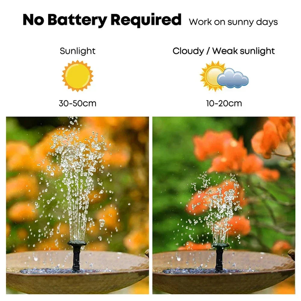 Solar Garden Fountain Floating Adjustable Flow & Nozzles