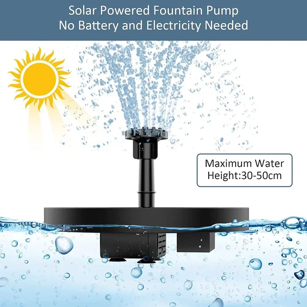 Solar Garden Fountain Floating Adjustable Flow & Nozzles