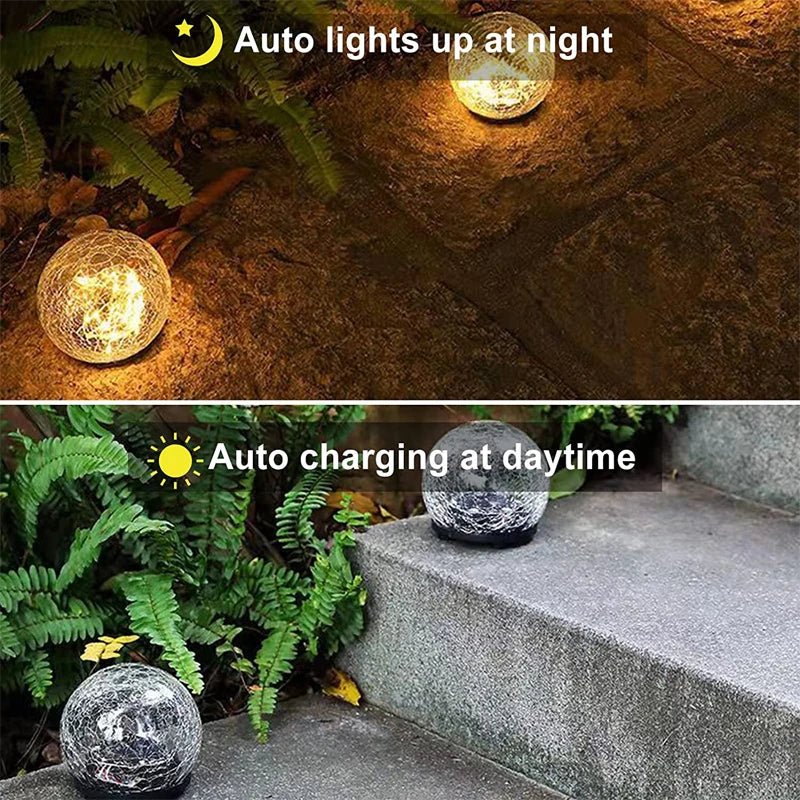 Solar Garden Globe Cracked Glass Automatic Dusk Sensor