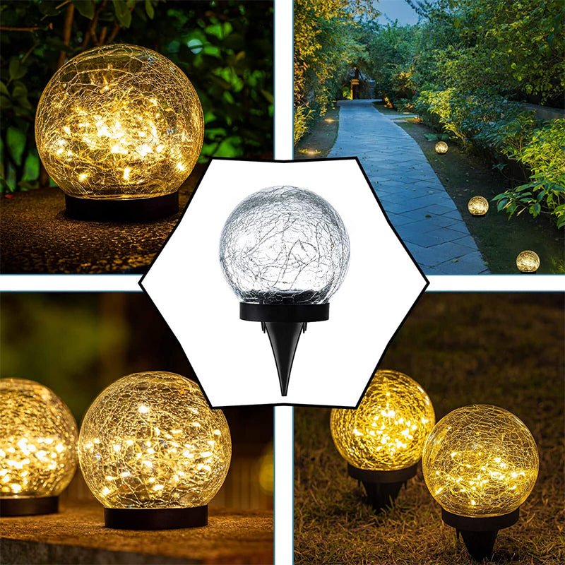 Solar Garden Globe Cracked Glass Automatic Dusk Sensor