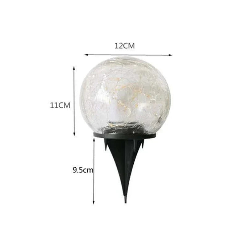 Solar Garden Lamp Cracked Glass Globe Automatic Dusk-to-Dawn Sensor