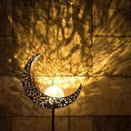 Solar Garden Lamp Half-Moon Cracked Glass Iron Stake