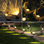 Solar Garden Lamp Half-Moon Cracked Glass Iron Stake