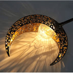 Solar Garden Lamp Half-Moon Cracked Glass Iron Stake