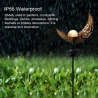 Solar Garden Lamp Half-Moon Cracked Glass Iron Stake
