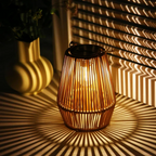 Solar Garden Lamp Handwoven Rattan LED & Weather Resistant