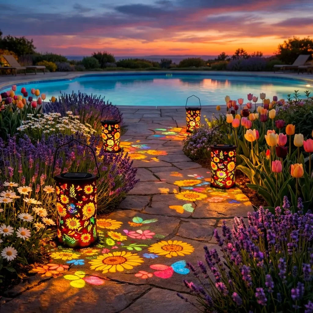 Solar Garden Lantern Automatic Warm & Colored Light