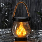 Solar Garden Lantern Flickering Flame USB-C Backup